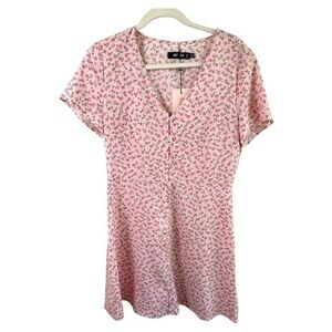 Missguided Dress Womens 8 Floral Mini Cottagecore Coquette Short Sleeve NWT